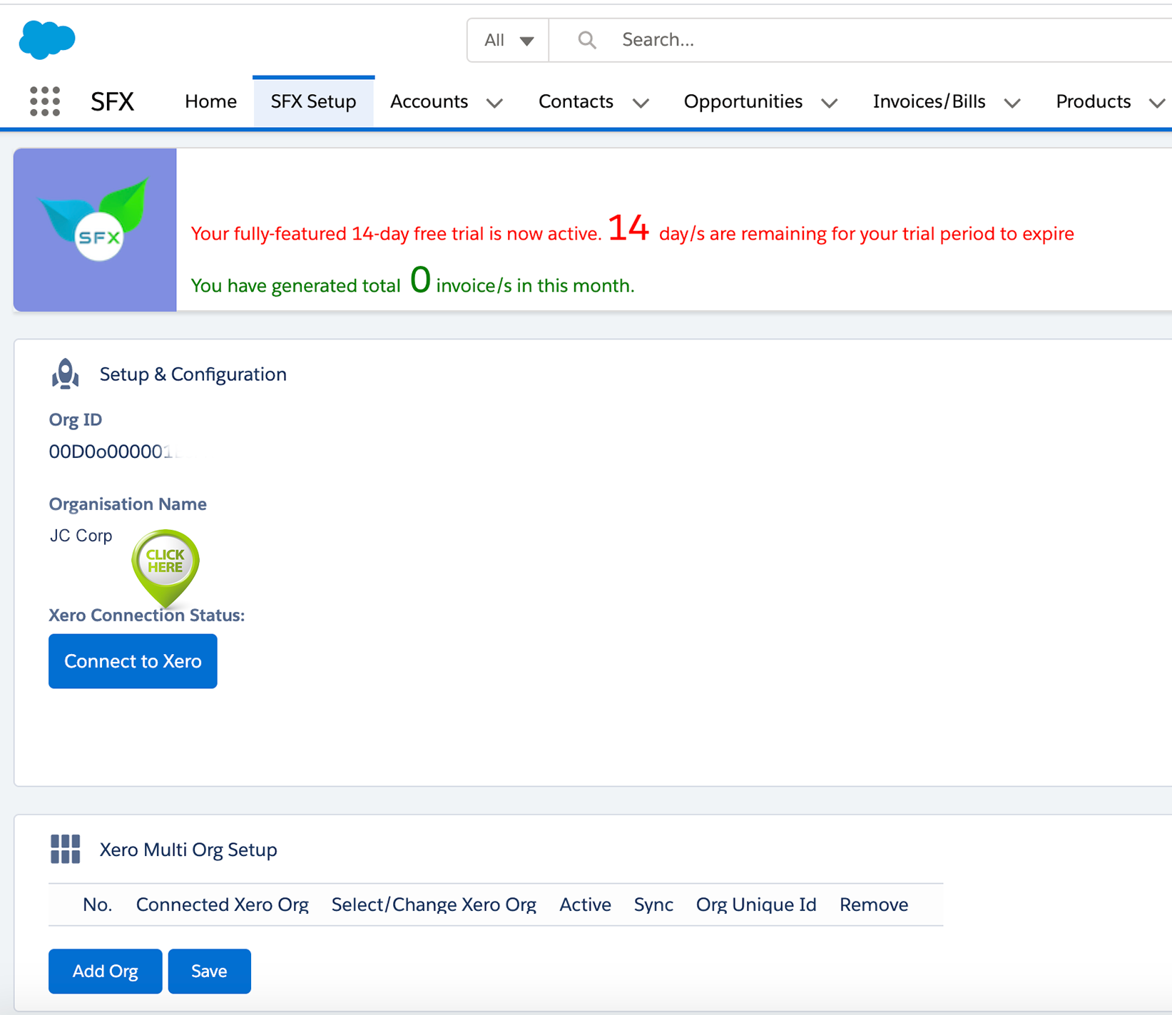 Configure SFX - Integrate Salesforce with Xero - SFX